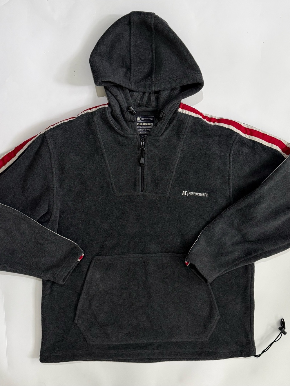 Vtg American Eagle Outfitters Performance Gray Fleece Hoodie Pullover Sweater L